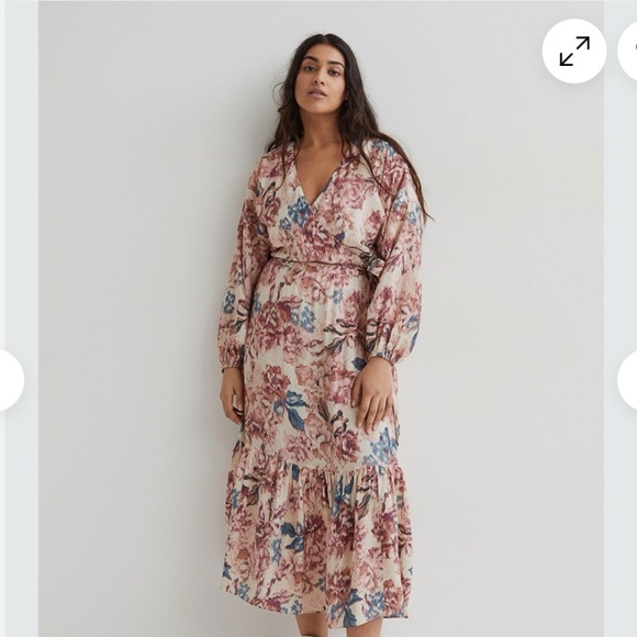 H&M Women's Romantic Floral Watercolor Maxi Dress Tiered Sz L Wedding Guest - Picture 2 of 14